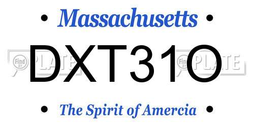 DXT31O Massachusetts License Plate