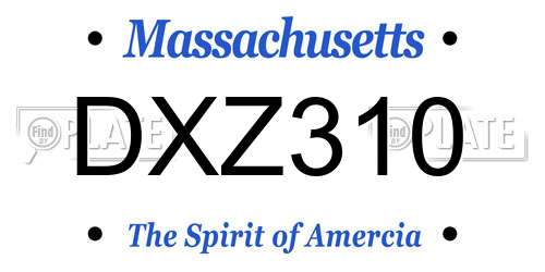 DXZ310 Massachusetts License Plate