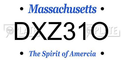DXZ31O Massachusetts License Plate
