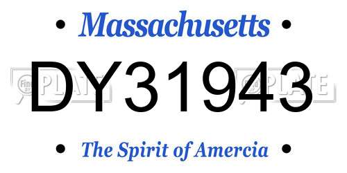 DY31943 Massachusetts License Plate