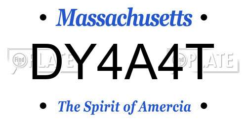 DY4A4T Massachusetts License Plate