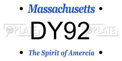DY92 Massachusetts License Plate