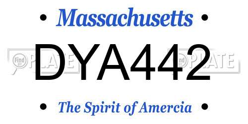 DYA442 Massachusetts License Plate