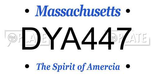 DYA447 Massachusetts License Plate