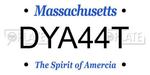 DYA44T Massachusetts License Plate