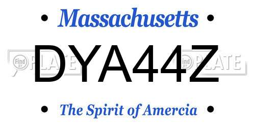 DYA44Z Massachusetts License Plate