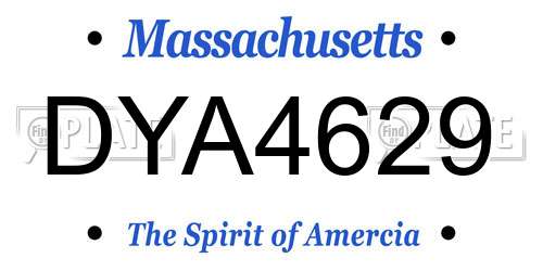 DYA4629 Massachusetts License Plate