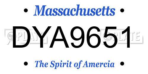 DYA9651 Massachusetts License Plate