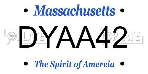 DYAA42 Massachusetts License Plate