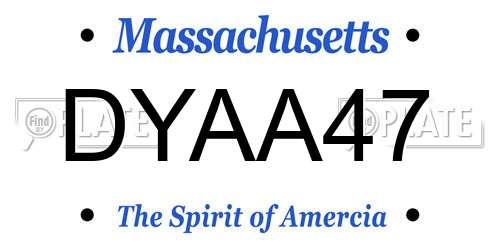DYAA47 Massachusetts License Plate