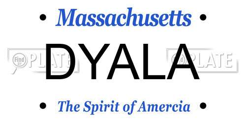 DYALA Massachusetts License Plate