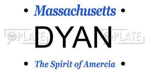 DYAN Massachusetts License Plate