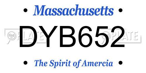 DYB652 Massachusetts License Plate