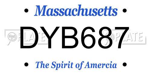 DYB687 Massachusetts License Plate
