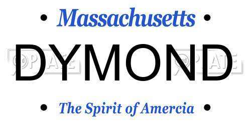DYMOND Massachusetts License Plate
