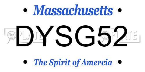 DYSG52 Massachusetts License Plate