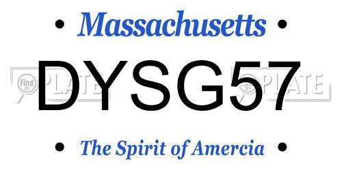 DYSG57 Massachusetts License Plate