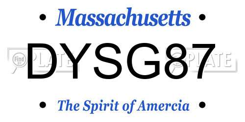 DYSG87 Massachusetts License Plate