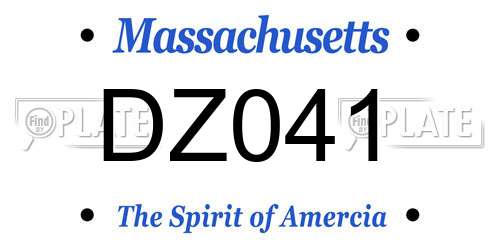 DZ041 Massachusetts License Plate