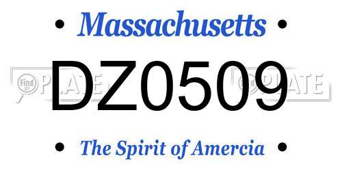 DZ0509 Massachusetts License Plate
