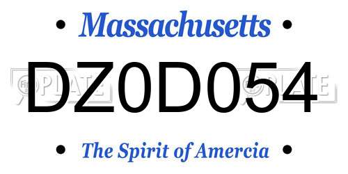 DZ0D054 Massachusetts License Plate