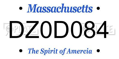DZ0D084 Massachusetts License Plate