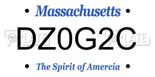 DZ0G2C Massachusetts License Plate