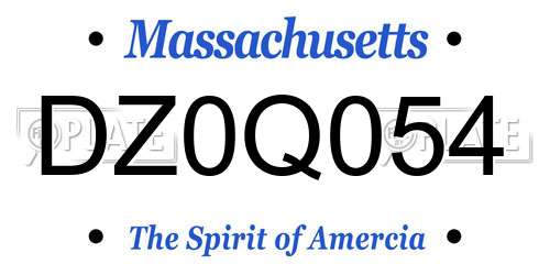 DZ0Q054 Massachusetts License Plate