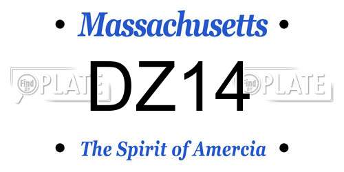 DZ14 Massachusetts License Plate