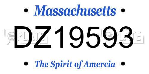DZ19593 Massachusetts License Plate