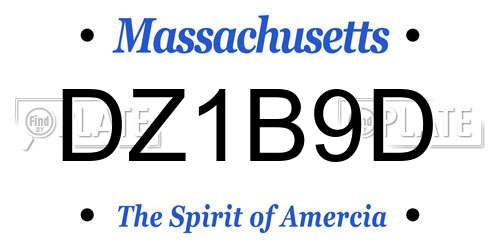 DZ1B9D Massachusetts License Plate