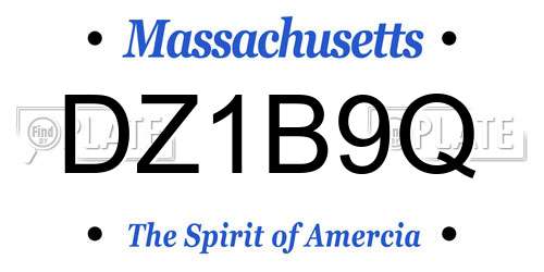 DZ1B9Q Massachusetts License Plate