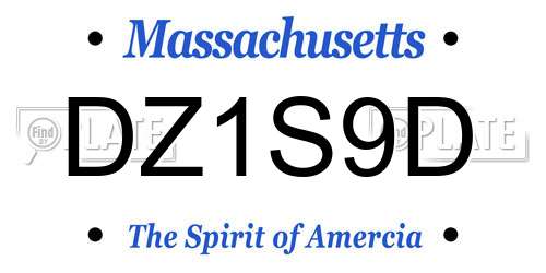 DZ1S9D Massachusetts License Plate