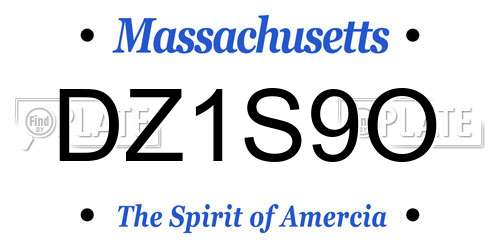 DZ1S9O Massachusetts License Plate