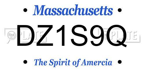DZ1S9Q Massachusetts License Plate