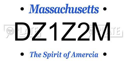 DZ1Z2M Massachusetts License Plate