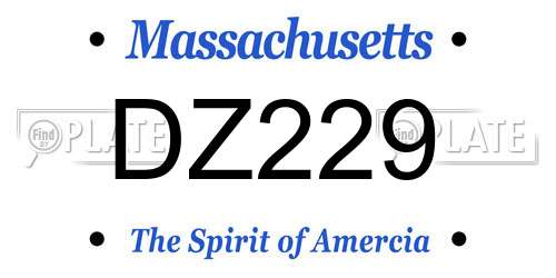 DZ229 Massachusetts License Plate