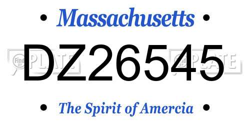DZ26545 Massachusetts License Plate