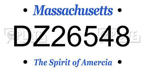 DZ26548 Massachusetts License Plate
