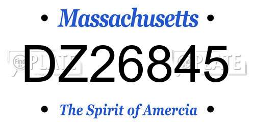 DZ26845 Massachusetts License Plate