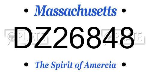 DZ26848 Massachusetts License Plate