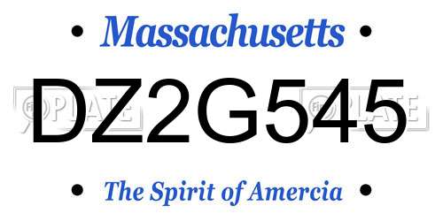 DZ2G545 Massachusetts License Plate