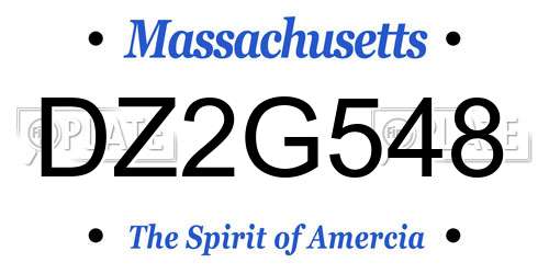 DZ2G548 Massachusetts License Plate
