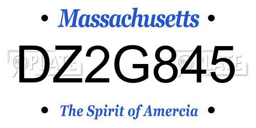 DZ2G845 Massachusetts License Plate