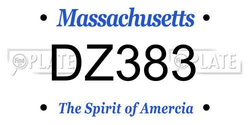 DZ383 Massachusetts License Plate