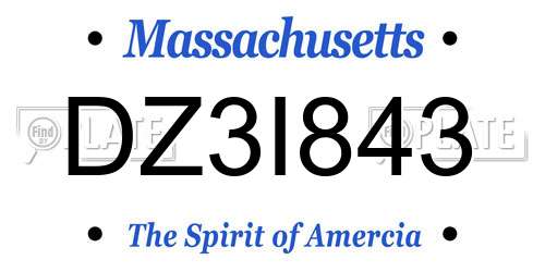 DZ3I843 Massachusetts License Plate