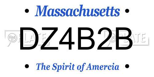 DZ4B2B Massachusetts License Plate