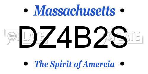 DZ4B2S Massachusetts License Plate
