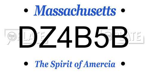 DZ4B5B Massachusetts License Plate
