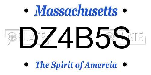 DZ4B5S Massachusetts License Plate
